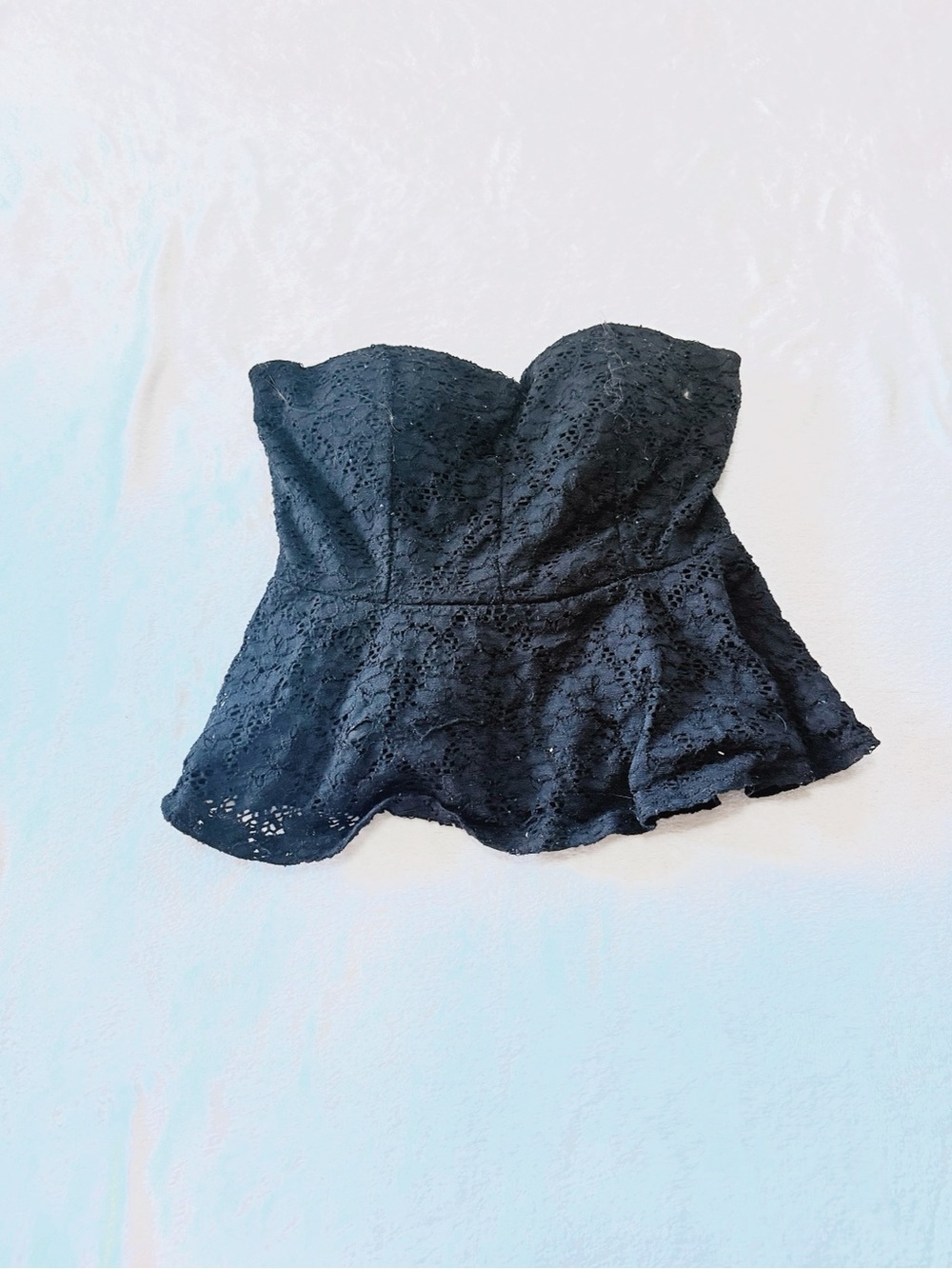 Ambiance Black Strapless Lace Peplum Top